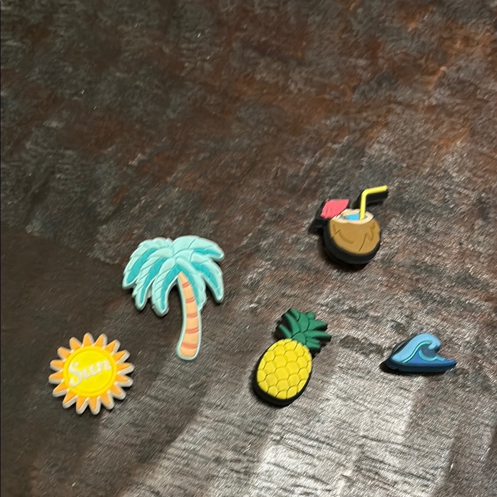 CROCS shoe charms, set of 5 tropical beach